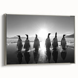 Framed wall art featuring a silver side view of a penguin design, showcasing detailed textures and vibrant colors, ideal for wildlife enthusiasts and home decor.
