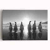 Stretched canvas wall art featuring a whimsical penguin design, showcasing vibrant colors and playful details, perfect for children's rooms and animal lovers.