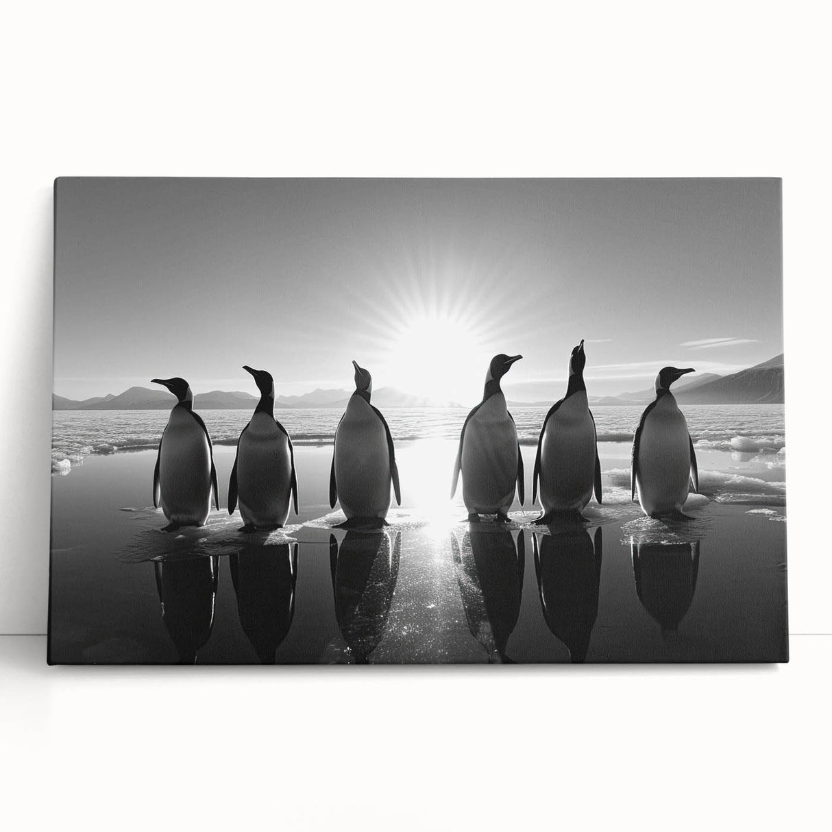 Stretched canvas wall art featuring a whimsical penguin design, showcasing vibrant colors and playful imagery, perfect for adding a touch of personality to any room.