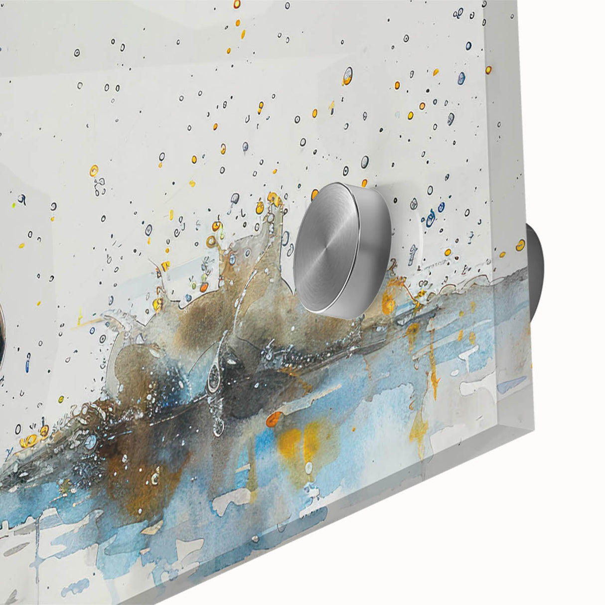 Close-up of a vibrant acrylic glass wall art piece showcasing a playful penguin design, perfect for animal lovers and modern home decor enthusiasts. This artwork adds a cheerful touch to any space with its bright colors and detailed imagery.