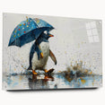 Colorful acrylic glass wall art featuring a side view of a playful penguin design. The collection showcases vibrant animal themes, perfect for children's rooms.