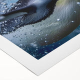 Rolled canvas featuring a vibrant penguin design from the "A Wild Life" wall art collection, showcasing bright colors and intricate details, ideal for animal lovers.