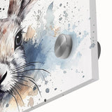 Close-up of a vibrant rabbit wall art design, showcasing intricate details and colors, printed on acrylic glass, ideal for nature-themed decor.