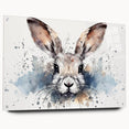 Acrylic glass wall art collection featuring a whimsical rabbit design, displayed from the side with visible mounting pins, ideal for animal-themed decor.