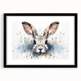 Black-framed wall art featuring a whimsical rabbit design, ideal for animal lovers, showcasing vibrant colors with a modern aesthetic, perfect for home decor.