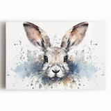 Vibrant rabbit wall art design on stretched canvas, showcasing intricate details and soft colors, ideal for enhancing home decor and animal-themed spaces.