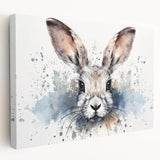 Stretched canvas wall art showcasing an artistic rabbit design in a natural setting, ideal for animal lovers and home decor enthusiasts, featuring vibrant colors and detailed textures. Perfect for enhancing living spaces with a touch of wildlife charm.
