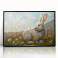Framed wall art featuring a black and white rabbit design, showcasing intricate details and a modern aesthetic. Ideal for animal lovers and home decor enthusiasts.