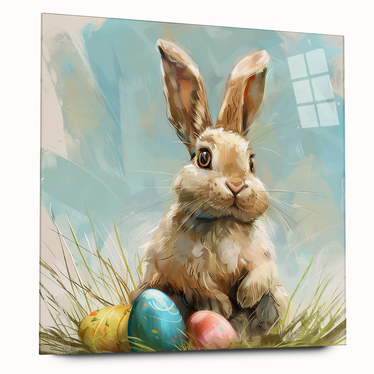 Acrylic wall art collection featuring a side view of a rabbit design, showcasing vibrant colors and intricate details, perfect for animal lovers and modern decor.