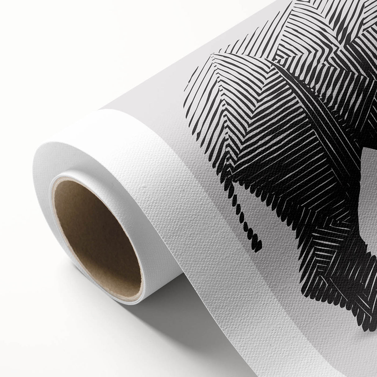 Close-up of a rolled canvas featuring a vibrant rhinoceros design from the Animals A Wild Life collection, showcasing intricate details and rich colors, ideal for wildlife enthusiasts.