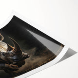 Rhinoceros wall art print showcasing a vibrant, detailed design featuring a majestic rhino in its natural habitat, rolled for easy display and protection.