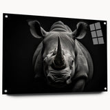 Side view of a decorative acrylic glass wall art piece showcasing a rhinoceros design from the 'Animals A Wild Life' collection, featuring vibrant colors and intricate details, ideal for animal lovers and nature-themed decor.