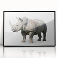 Framed wall art showcasing a striking black rhinoceros design, featuring intricate details and a sleek acrylic finish, perfect for enhancing modern decor.