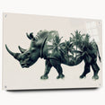 Acrylic glass wall art featuring a side view of a rhinoceros, showcasing intricate details and vibrant colors, perfect for wildlife enthusiasts and home decor.