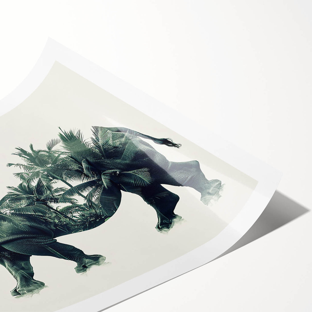 Rhinoceros wall art design showcasing a stylized representation of a rhino in a natural habitat, perfect for animal lovers and wildlife enthusiasts. The rolled print is ideal for home decor or office spaces, enhancing any room with its vibrant colors and unique artistic flair.
