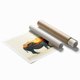 Rhinoceros-themed wall art print showcasing a detailed, vibrant illustration of a rhino in a natural habitat, ideal for wildlife enthusiasts and home decor.