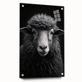 Acrylic wall art featuring a sheep design from the 'Animals in the Wild' collection, showcasing vibrant colors and a side view with decorative pins for easy hanging. Perfect for animal lovers and home decor enthusiasts.