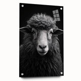 Acrylic wall art featuring a sheep design from the 'Animals in the Wild' collection, showcasing vibrant colors and a side view with decorative pins for easy hanging. Perfect for animal lovers and home decor enthusiasts.