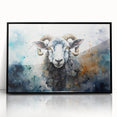 Framed acrylic wall art featuring a black and white sheep design, showcasing intricate details and textures, ideal for modern home decor and animal lovers.