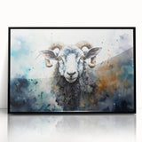 Framed acrylic wall art featuring a black and white sheep design, showcasing intricate details and textures, ideal for modern home decor and animal lovers.