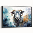 Framed wall art featuring a sheep design from the "Animals A Wild Life" collection, showcasing intricate details and a sleek black frame, ideal for nature lovers.