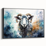 Framed wall art featuring a sheep design from the "Animals A Wild Life" collection, showcasing intricate details and a sleek black frame, ideal for nature lovers.
