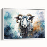 Framed canvas wall art featuring a serene white sheep design, showcasing soft colors and intricate details, ideal for adding a touch of nature-inspired decor to any space.