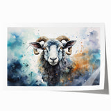 Artistic rolled print showcasing a detailed illustration of a sheep in a natural setting, perfect for enhancing home decor with a touch of wildlife charm. The vibrant colors and intricate design highlight the beauty of nature, making it an ideal piece for animal lovers and art enthusiasts.
