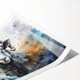 Rolled art print showcasing a vibrant sheep design from the "Animals A Wild Life" collection, featuring intricate details and colorful patterns, ideal for home decor.