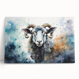 Stretched canvas wall art displaying a charming sheep design with intricate details and soft colors, perfect for adding a rustic touch to any room decor.