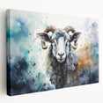 Stretched canvas wall art showcasing a serene sheep design, featuring soft pastel colors and intricate detailing, perfect for nature-inspired decor in homes or offices.
