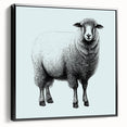 Framed wall art featuring a sheep design from the "Animals A Wild Life" collection, showcasing a black frame and side view, perfect for animal lovers' decor.
