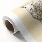 Rolled canvas depicting a serene sheep design, showcasing soft colors and intricate details, perfect for enhancing home decor in a rustic or nature-inspired setting.