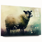 Acrylic wall art collection showcasing a whimsical sheep design, displayed in a side view without pins. The vibrant colors and playful illustration make it an ideal decor piece for animal lovers and children's rooms.