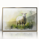 Framed wall art featuring a detailed sheep design in a gold-acrylic finish, highlighting intricate textures and vibrant colors, ideal for home decor.