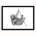 Framed wall art featuring a sloth design from the "Animals: A Wild Life" collection, showcased in a sleek black frame with a white mat, ideal for nature-themed decor.