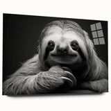 Side view of a sloth-themed wall art piece from the 'Animals A Wild Life' collection, featuring vibrant colors and contemporary acrylic glass design, ideal for nature lovers.
