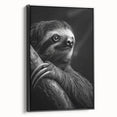 Framed wall art featuring a beautifully designed sloth in a natural habitat, showcasing vibrant colors and intricate details, perfect for animal lovers and home decor enthusiasts.