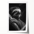 Sloth-themed wall art design showcasing a colorful, whimsical sloth hanging from a vibrant tree branch, perfect for adding a playful touch to home decor.