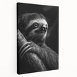 Sloth-themed wall art on stretched canvas showcasing a vivid design with intricate details, perfect for animal lovers and home decor enthusiasts.