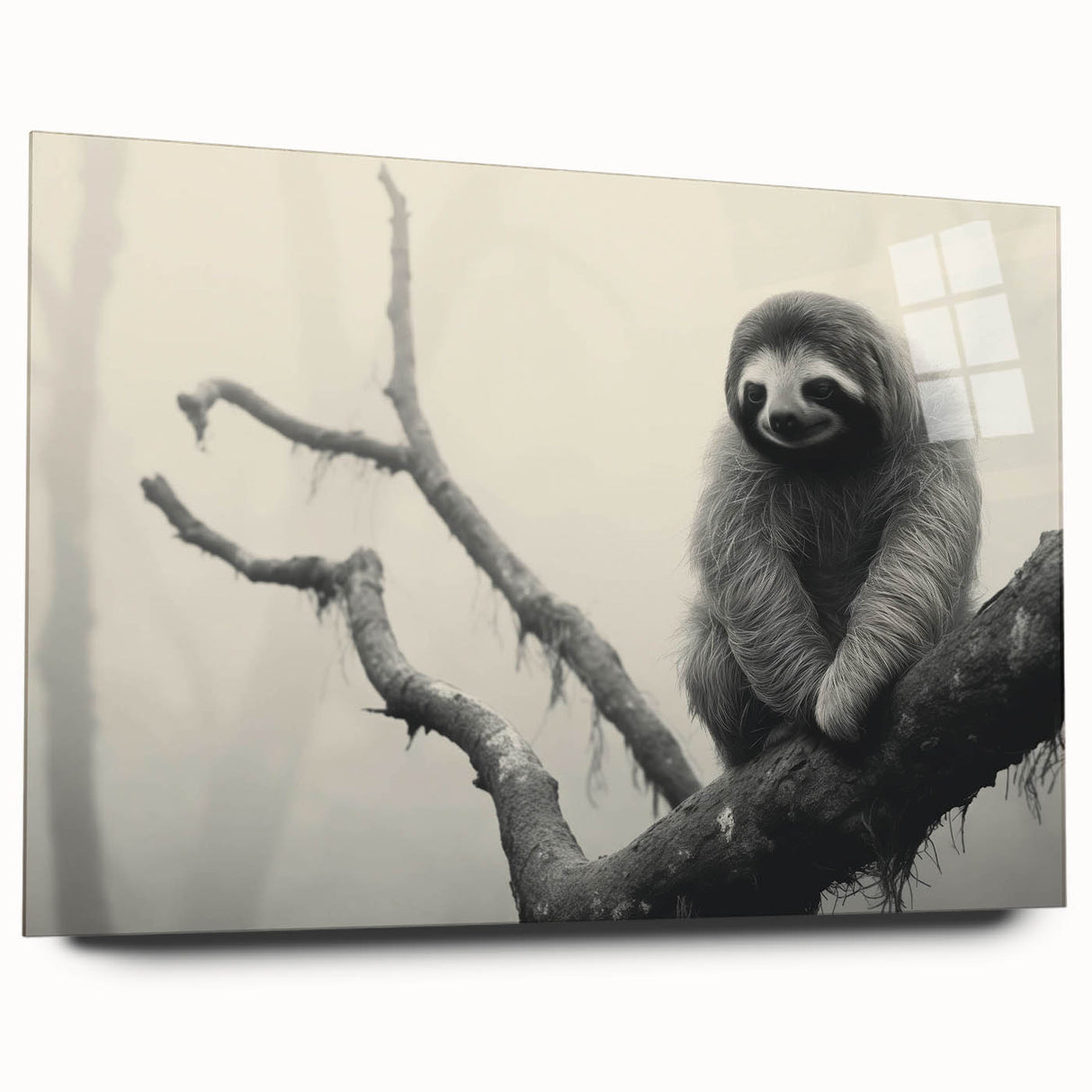 Side view of a sloth-themed acrylic wall art piece from the "Animals A Wild Life" collection, showcasing vibrant colors and a modern design, ideal for nature lovers' decor.