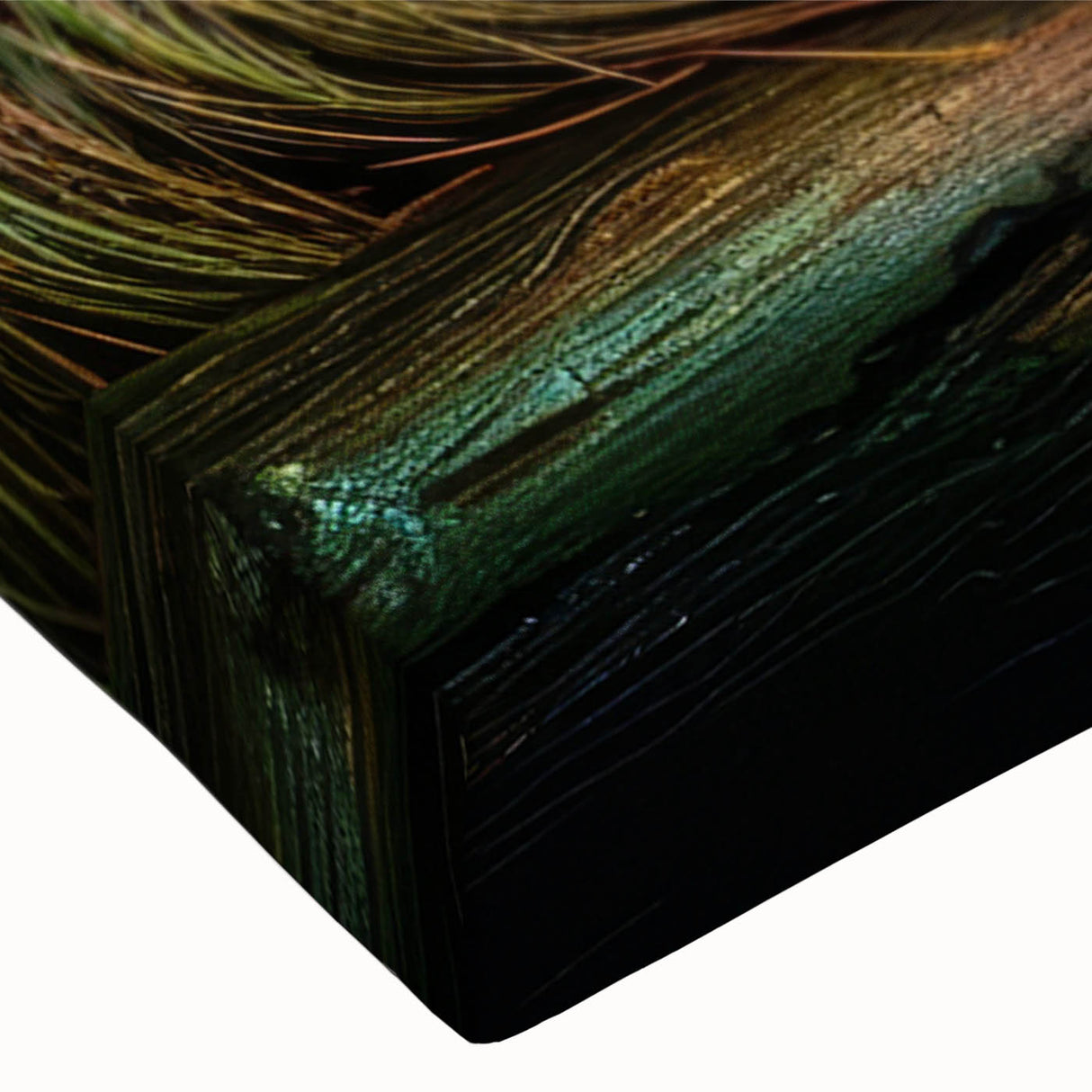 Close-up of a stretched canvas wall art piece showcasing a vibrant sloth design, featuring rich colors and intricate details, perfect for animal lovers’ decor.