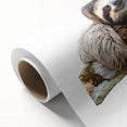 Rolled canvas wall art depicting a tranquil sloth hanging from a branch in a vibrant jungle setting, perfect for nature lovers and home decor enthusiasts.