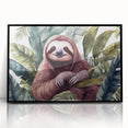 Framed acrylic wall art featuring a sloth design in a vibrant jungle setting, showcasing detailed textures and colors, perfect for animal lovers' home decor.