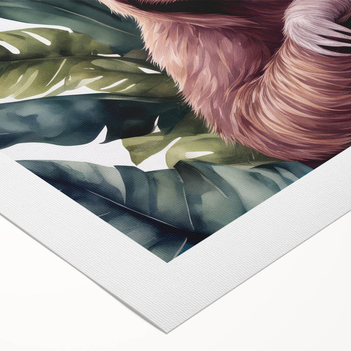 Rolled canvas art featuring a whimsical sloth design, showcasing vibrant colors and intricate details, perfect for animal lovers and home décor enthusiasts. Ideal for adding a playful touch to any space.