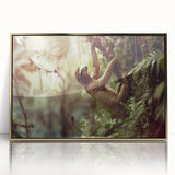 Framed wall art featuring a sloth design, showcasing vibrant colors and intricate details, set against a sleek gold frame, perfect for animal lovers' decor.