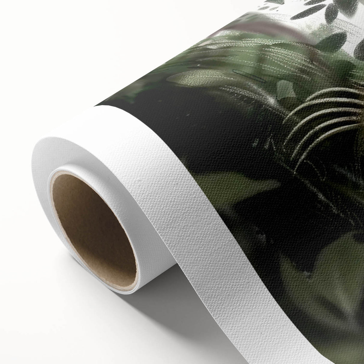 Rolled canvas showcasing a vibrant sloth design from the "Animals: A Wild Life" collection, featuring rich colors and intricate details, perfect for nature-themed decor.