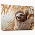 Sloth-themed wall art design displayed in acrylic glass, showcasing a side view with decorative pins, perfect for nature-inspired decor or wildlife enthusiasts.