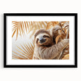 Framed wall art collection featuring a sloth design with a black mat and frame, showcasing vibrant colors and intricate details, perfect for wildlife enthusiasts.