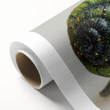 Colorful rolled canvas artwork depicting a whimsical snail design, perfect for adding a playful touch to any space. The vibrant colors and intricate details make it an eye-catching piece for nature or animal-themed decor.